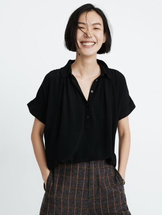 Madewell Tops - Madewell Central Drapey Popover Shirt in Black Size M